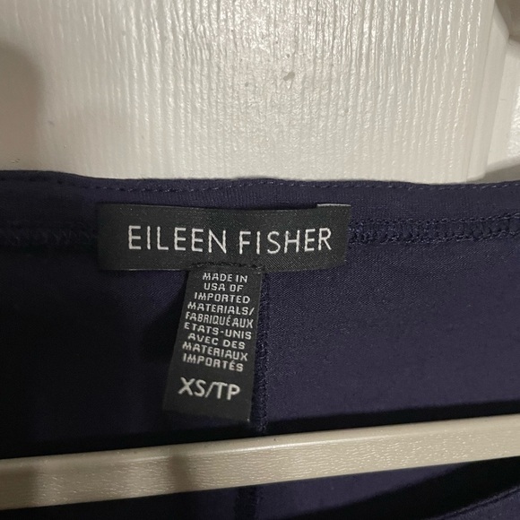 Eileen Fisher Dress Short Sleeve Asymmetrical Stretch Jersey Navy Blue Size XS - Picture 4 of 5
